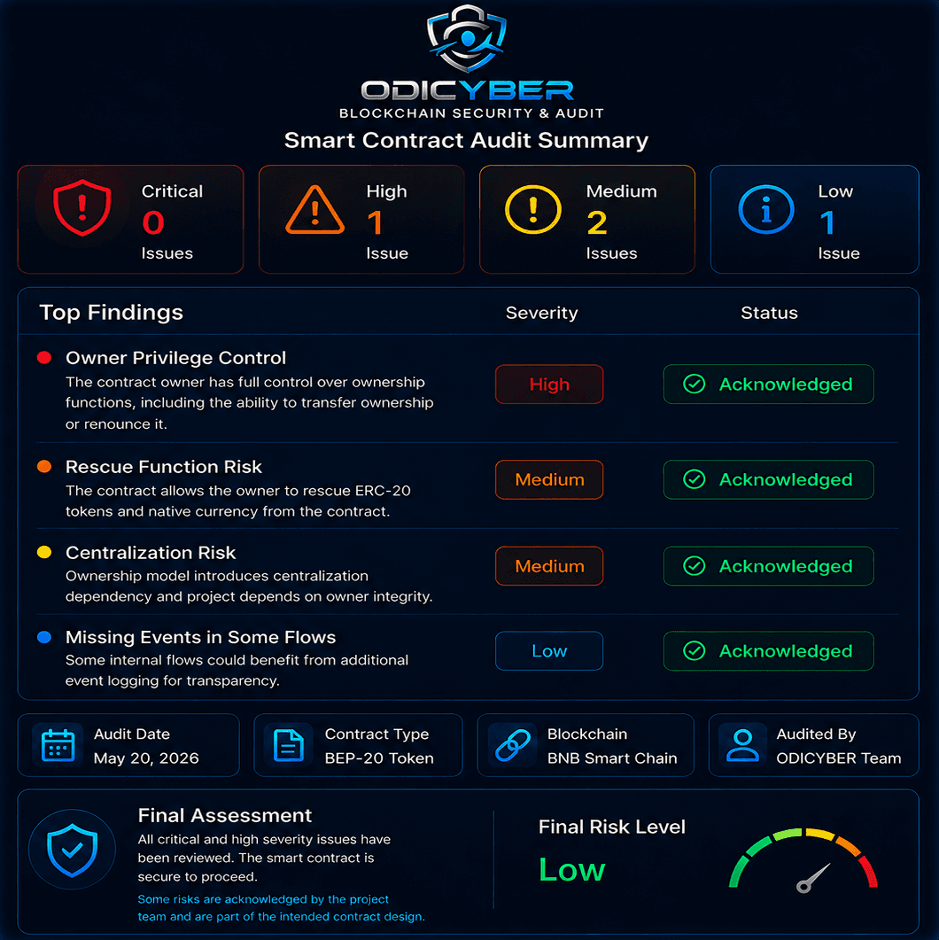 Sample audit report dashboard with score, findings, and audit details